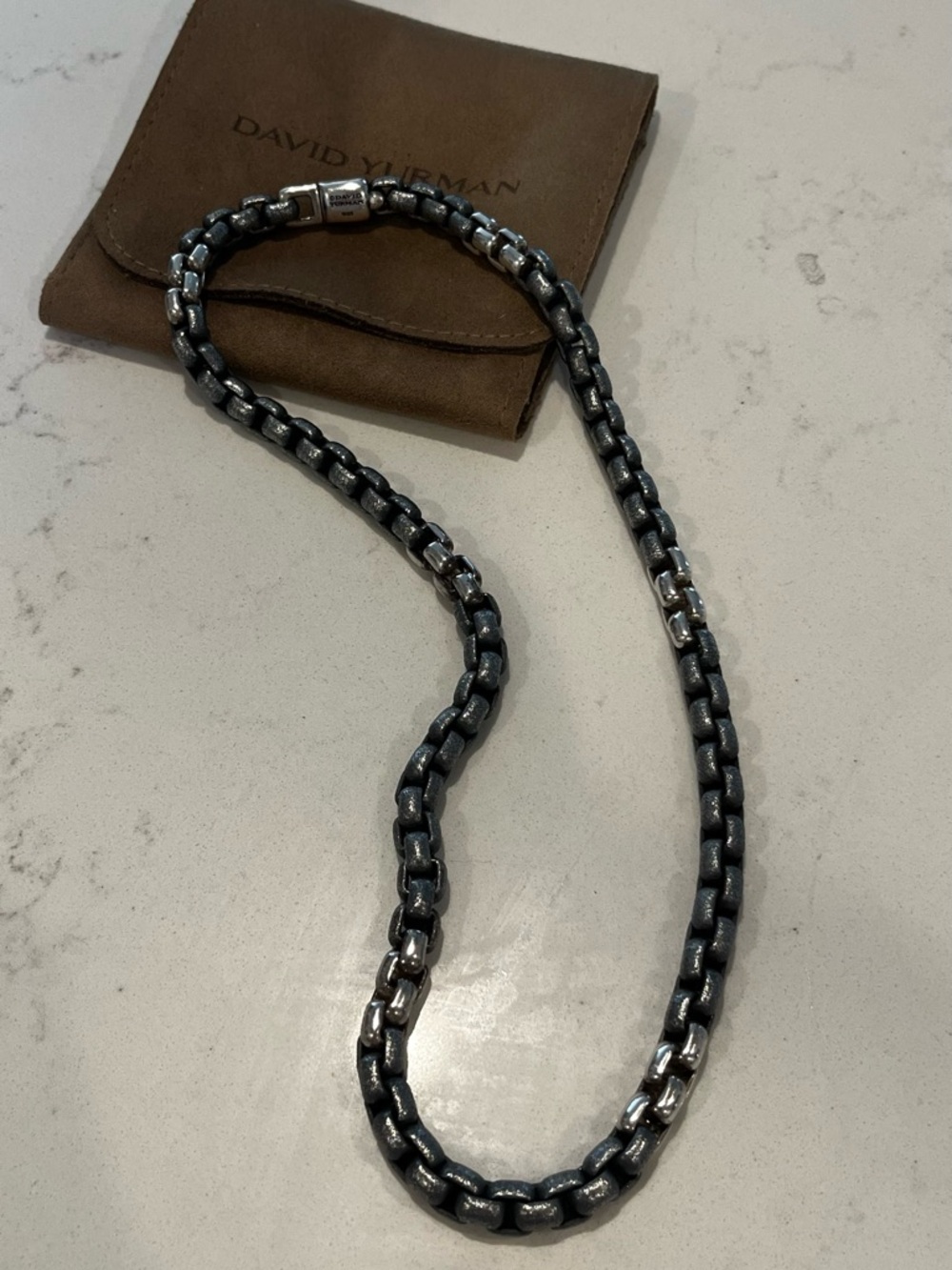 RARE David Yurman Sterling Silver Two-Toned Ultra Thick Men’s BoxChain Necklace